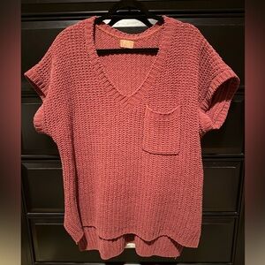 POL Pink Knit V-Neck Sweater